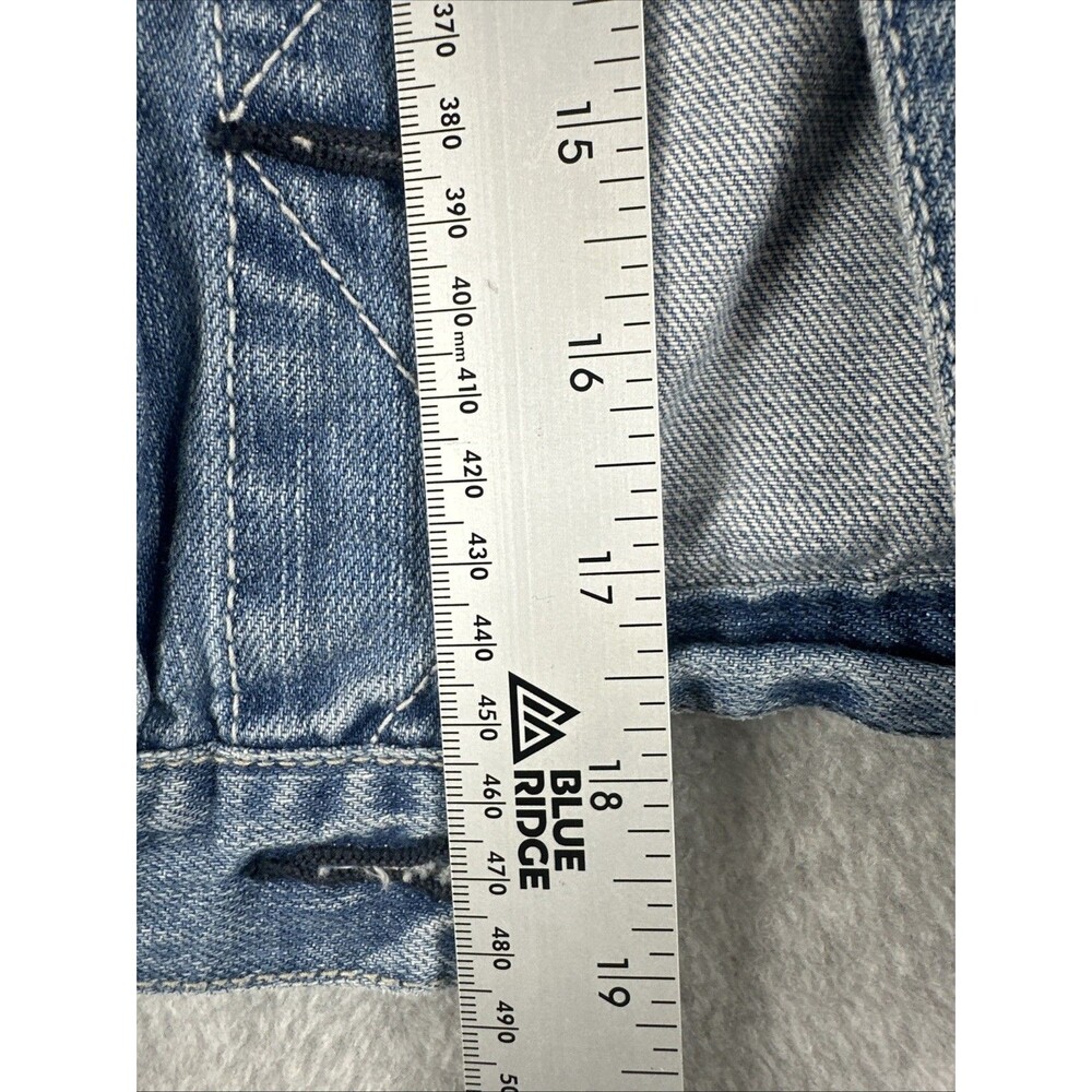 American Eagle Jacket Women's Small Blue Denim Trucker Distressed Button Front - Picture 6 of 8